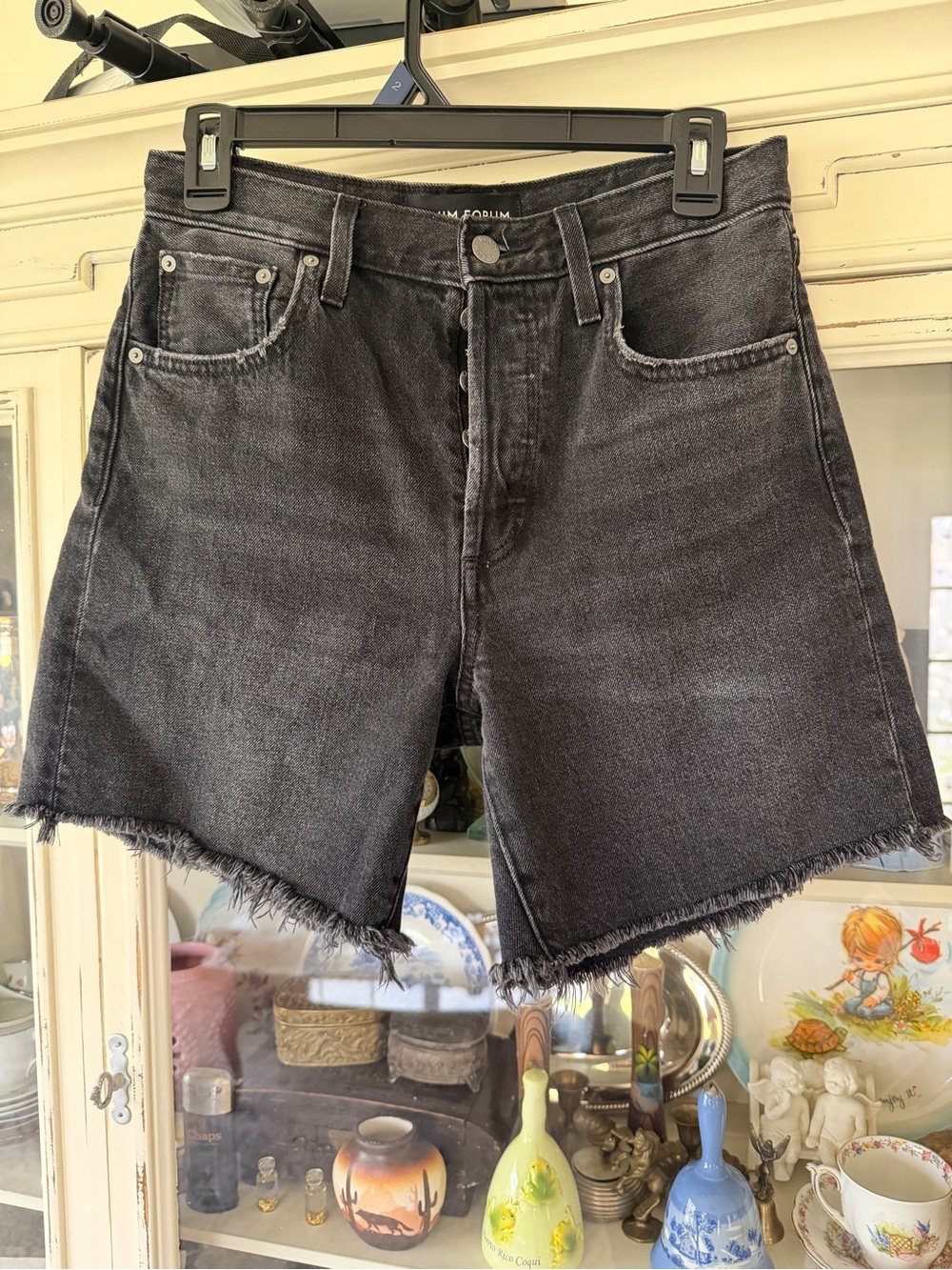 Denim Forum Black Denim Waist Label Detail
